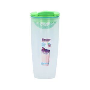 Sistema To Go BPA-Free Freezer Safe Durable Shaker Clear and Green 23.6oz